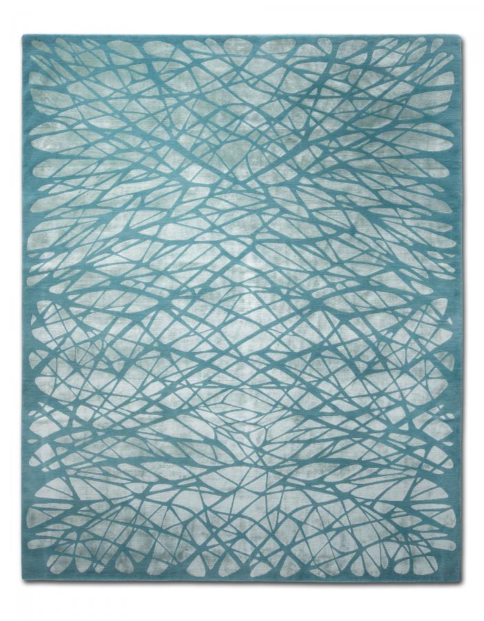 新中式青蓝色几何图案地毯贴图-高端定制