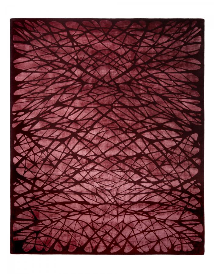 新中式紫红色几何图案地毯贴图-高端定制