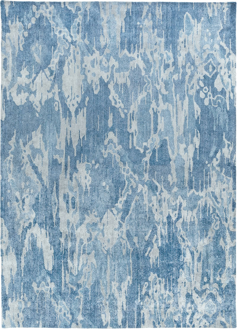 现代美式蓝色抽象图案地毯贴图-高端定制