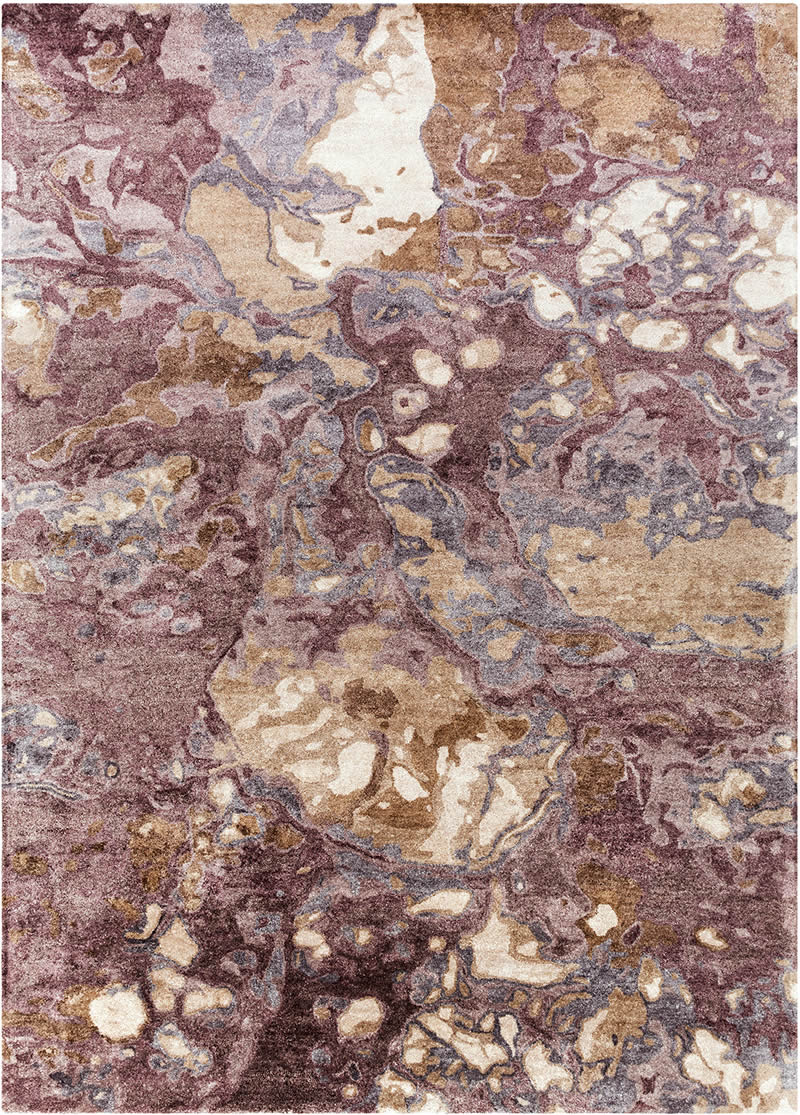 现代美式紫咖色抽象图案地毯贴图-高端定制