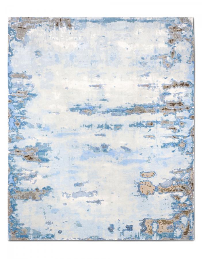 新中式蓝咖色抽象图案地毯贴图-高端定制