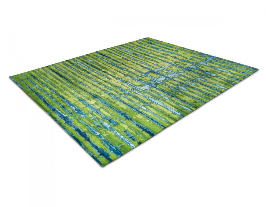 新中式蓝绿色抽象图案地毯贴图-高端定制