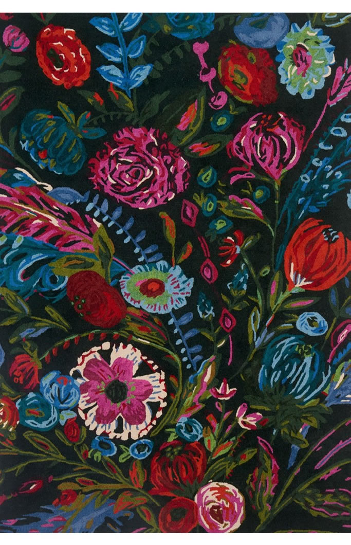 现代美式花朵图案地毯贴图-高端定制