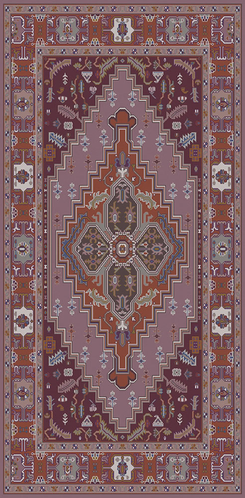 美式风格紫色古典花纹图案地毯贴图-高端定