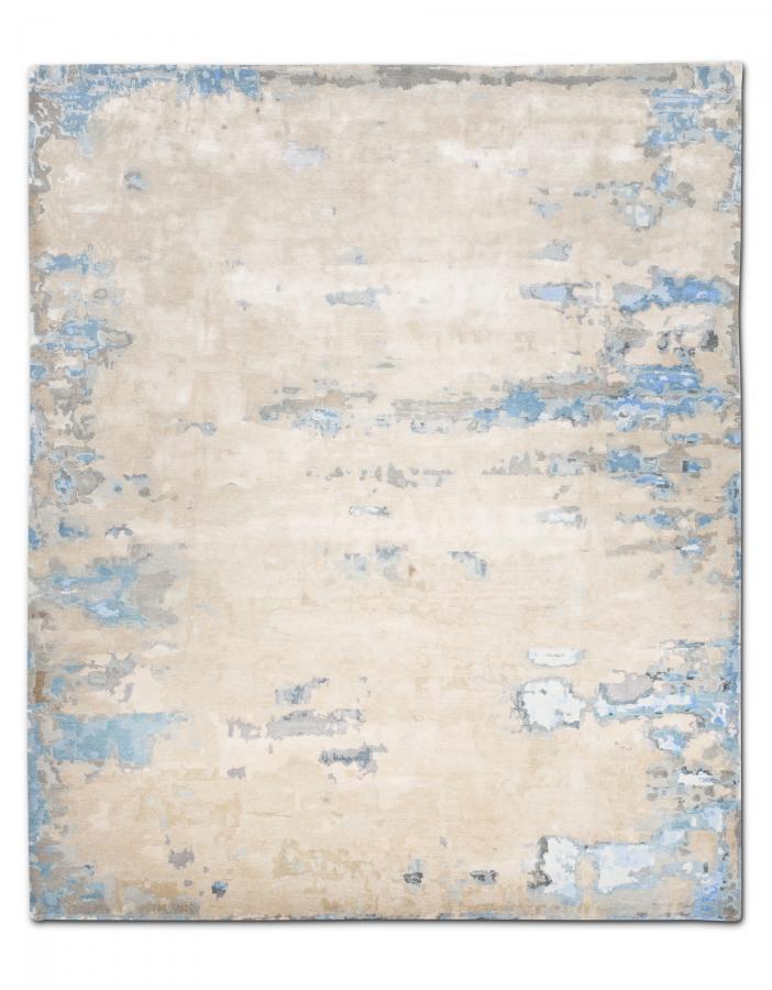 新中式咖蓝色抽象图案地毯贴图-高端定制