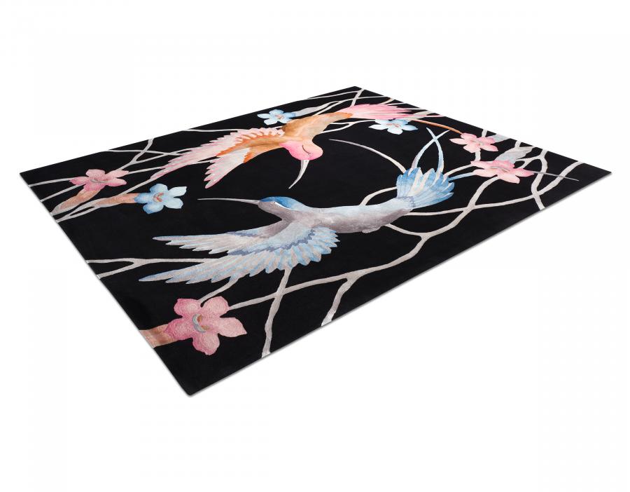 新中式飞鸟图案地毯贴图-高端定制