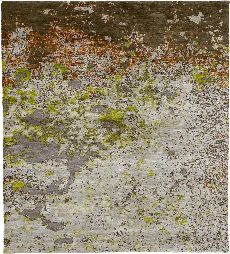 现代美式咖绿色抽象图案地毯贴图-高端定制