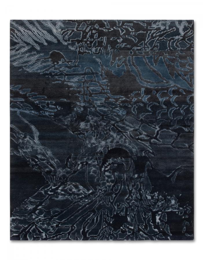 新中式墨蓝色抽象图案地毯贴图-高端定制
