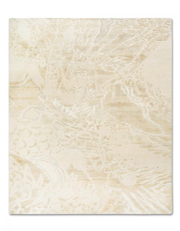新中式米黄色抽象图案地毯贴图-高端定制