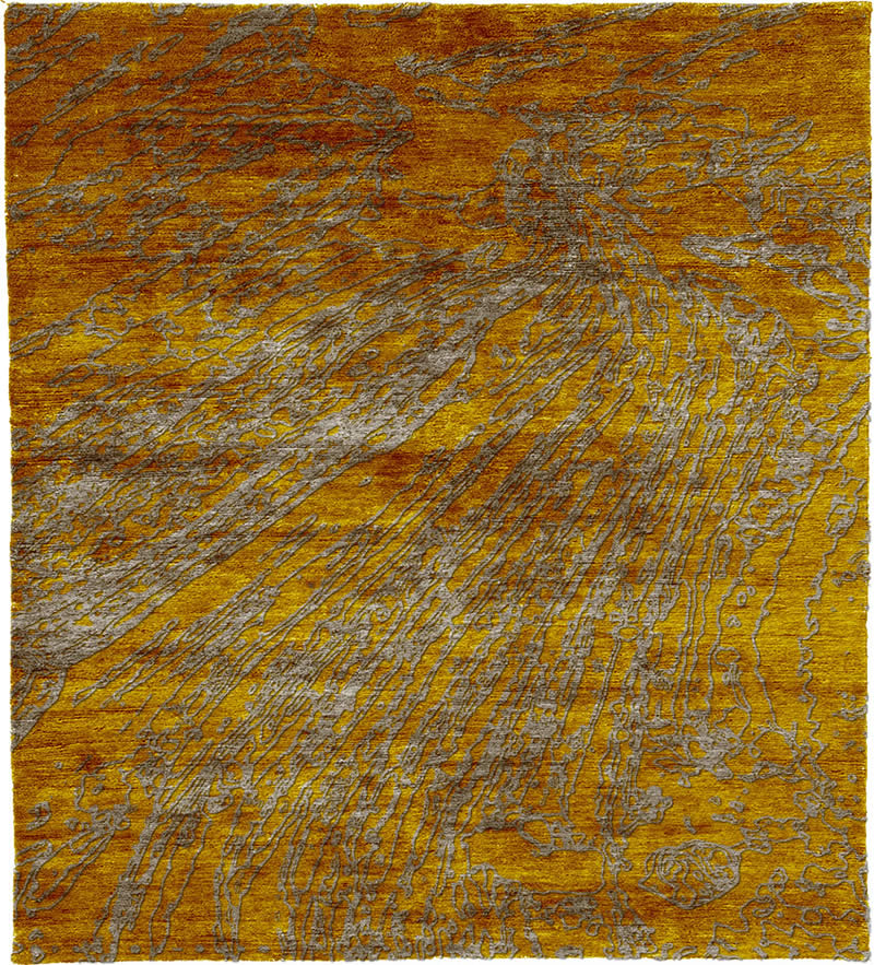 现代美式金橘色抽象图案地毯贴图-高端定制