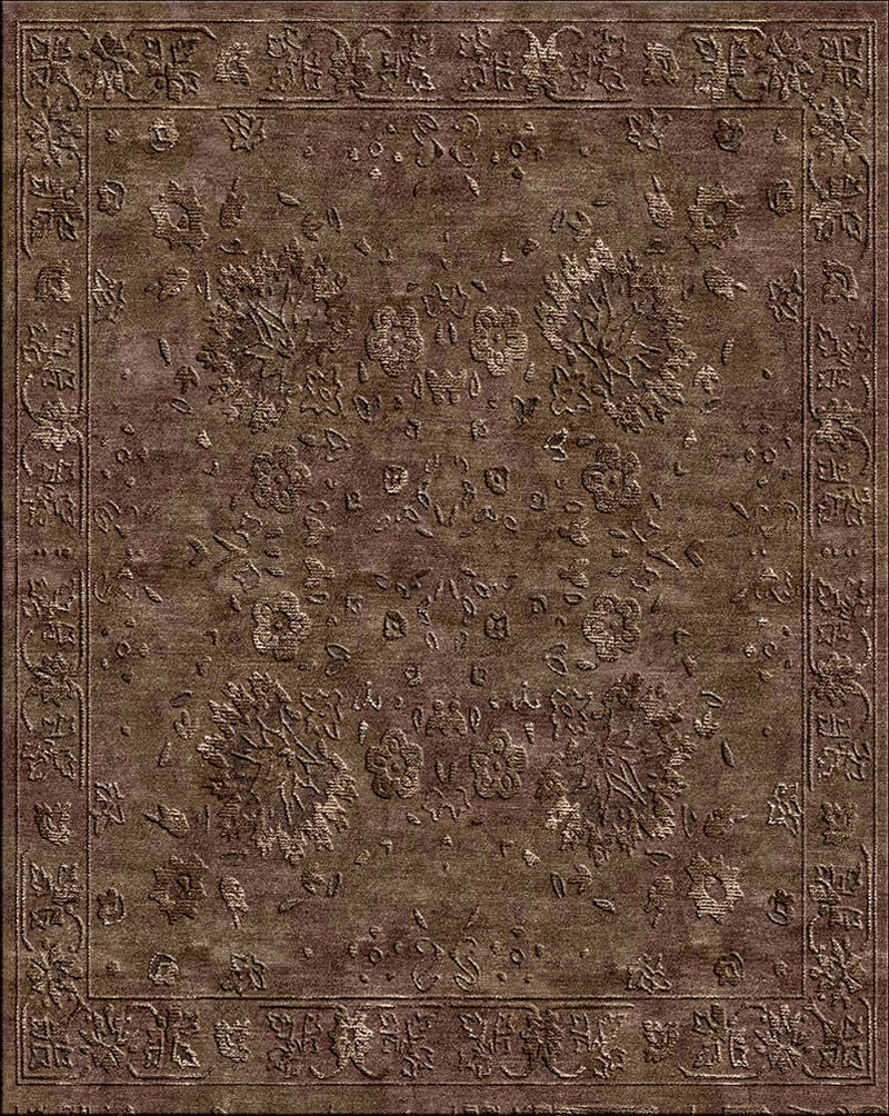 美式风格咖绿色花纹图案地毯贴图-高端定制