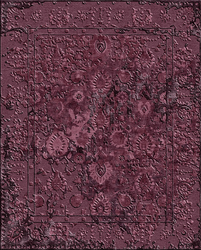现代美式紫红色抽象花纹图案地毯贴图-高端