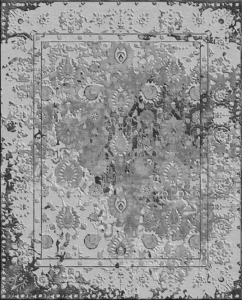 现代美式灰白色抽象花纹图案地毯贴图-高端