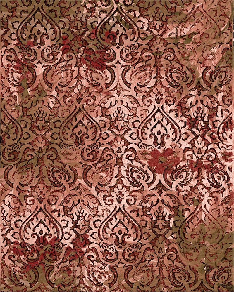 美式风格粉绿色简单波斯花纹图案地毯贴图