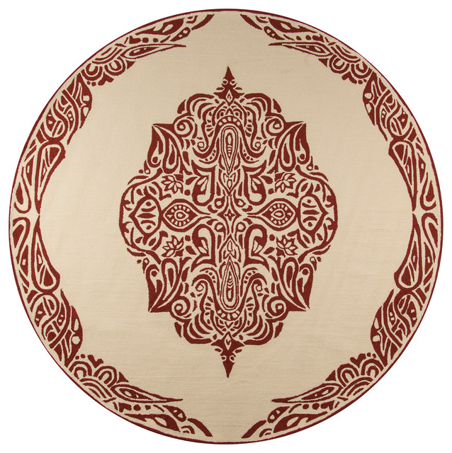 新中式古典圆形红色花纹图案地毯贴图