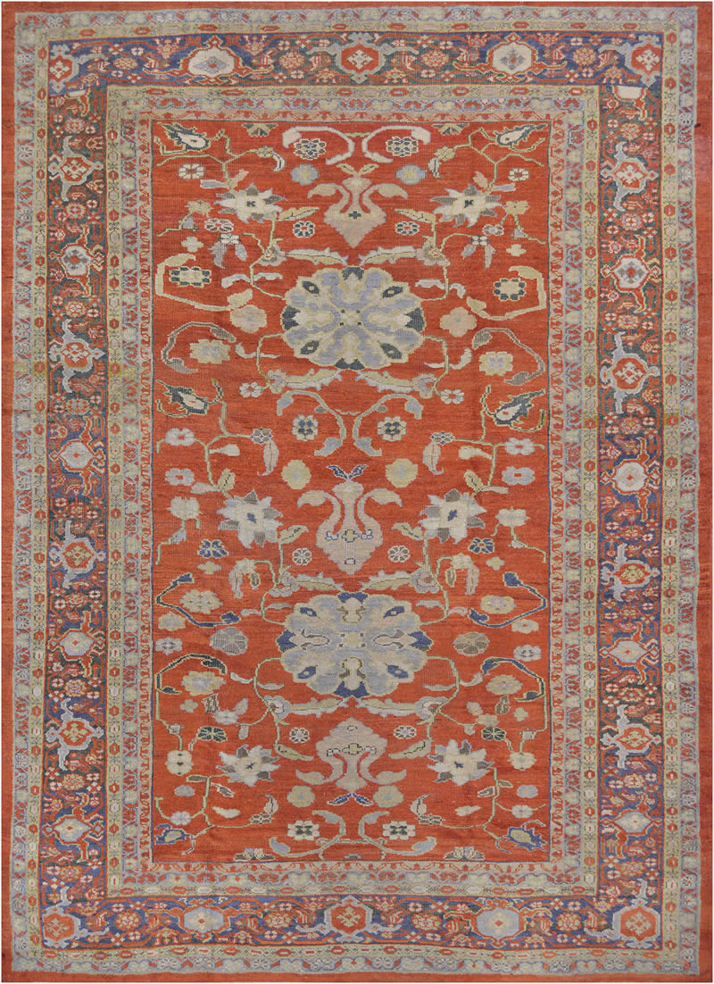美式风格传统复古红色花纹图案地毯贴图-高