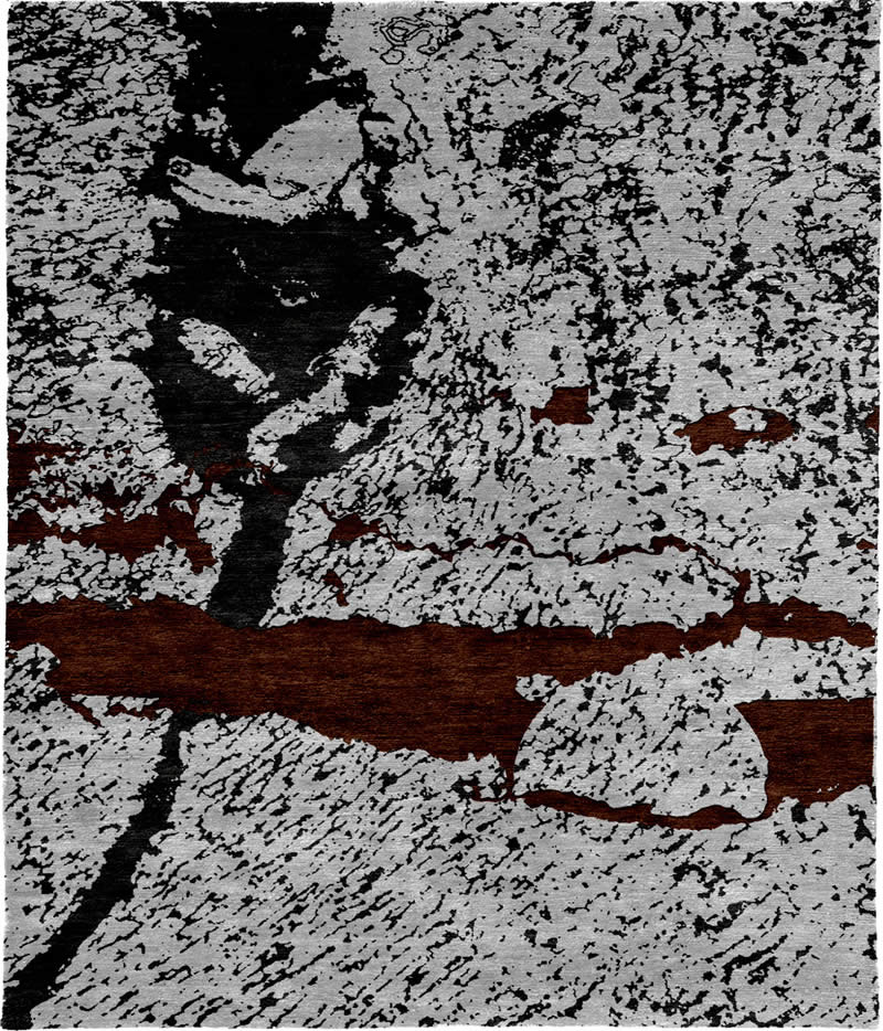 现代美式黑灰咖啡色抽象图案地毯贴图-高端