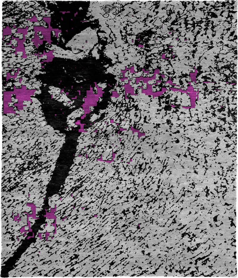 现代美式黑灰紫色抽象图案地毯贴图-高端定