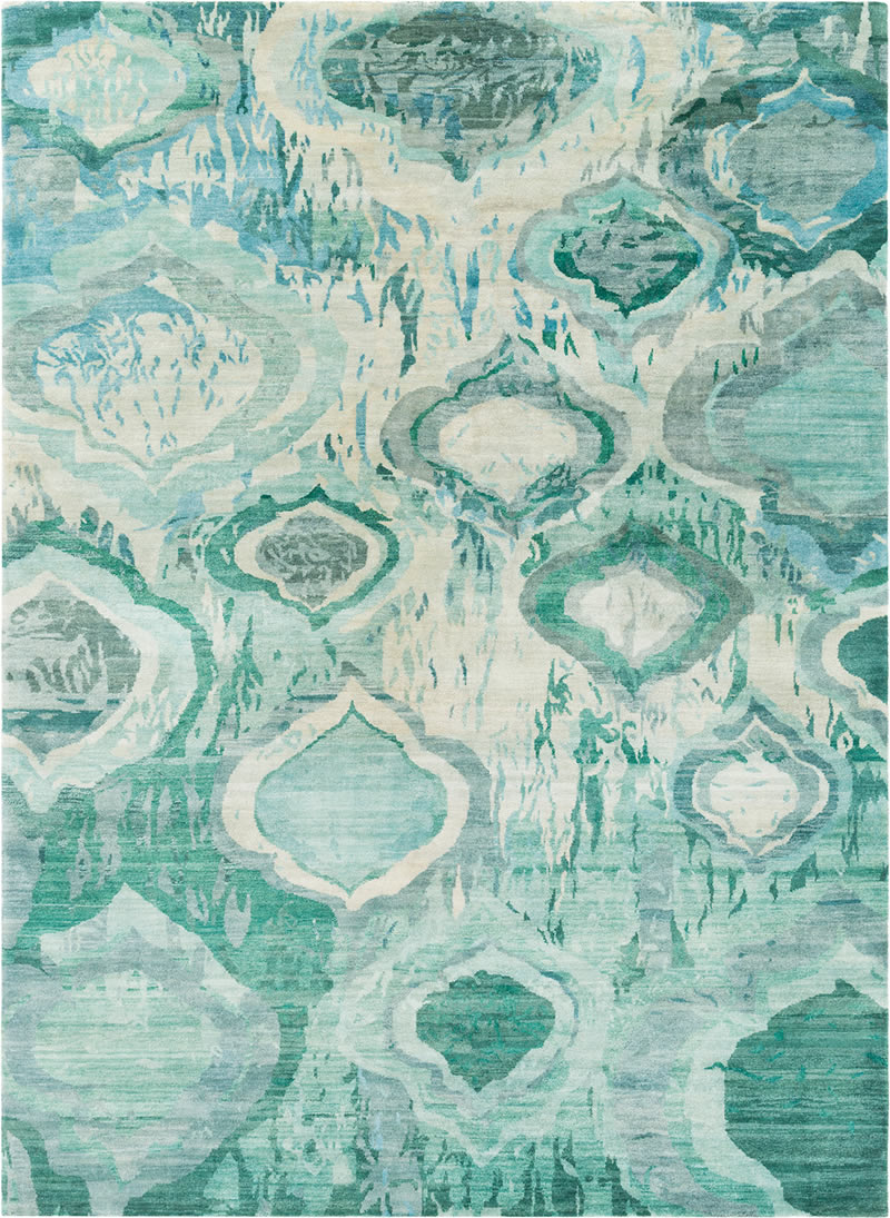 现代美式深浅青绿色简单抽象图案地毯贴图