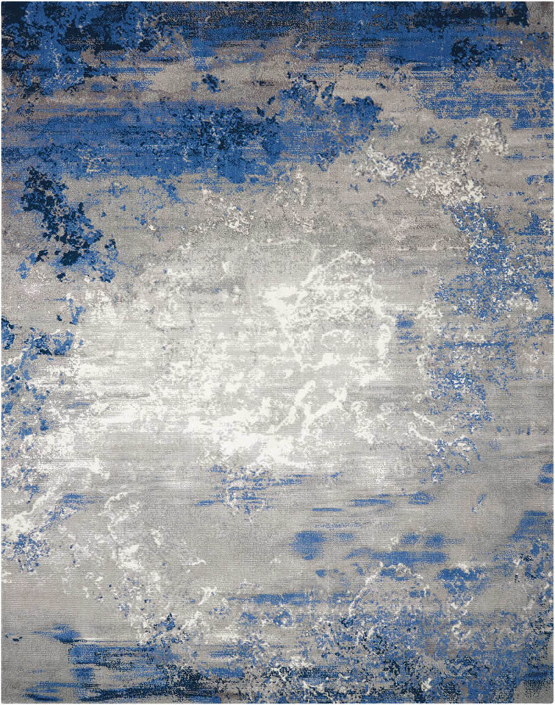 新中式蓝灰白色抽象图案地毯贴图-高端定制