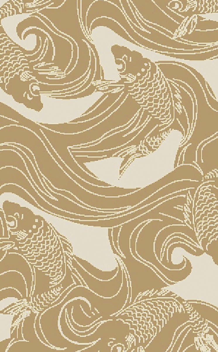 新中式浅褐色鲤鱼图案地毯贴图