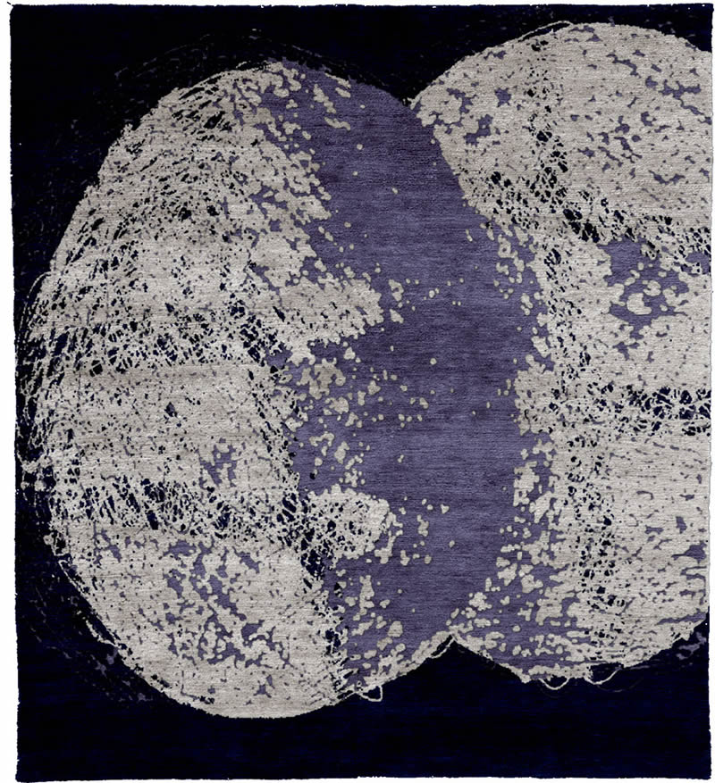 现代美式紫白色抽象圆形图案地毯贴图-高端