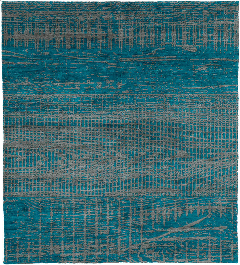 现代风格青蓝灰色几何条纹图案地毯贴图-高