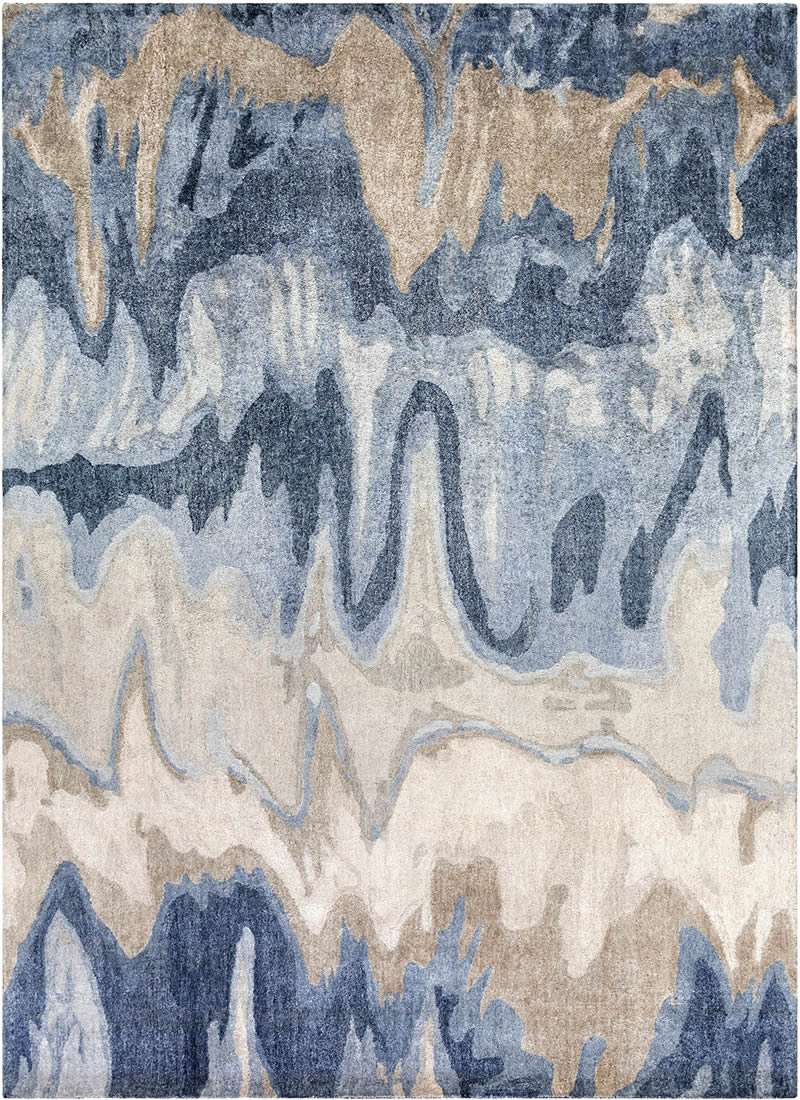 新中式深浅蓝色抽象图案地毯贴图