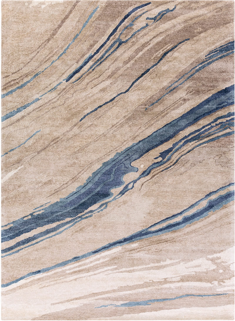 新中式浅咖蓝色抽象图案地毯贴图