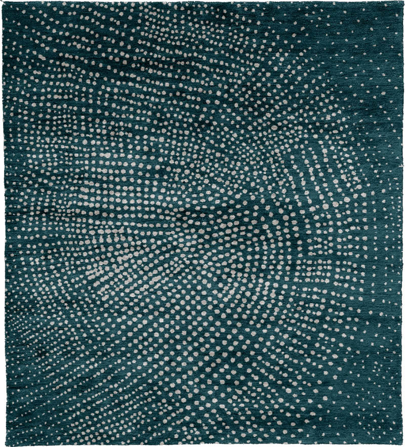 现代美式蓝色白点图案地毯贴图-高端定制