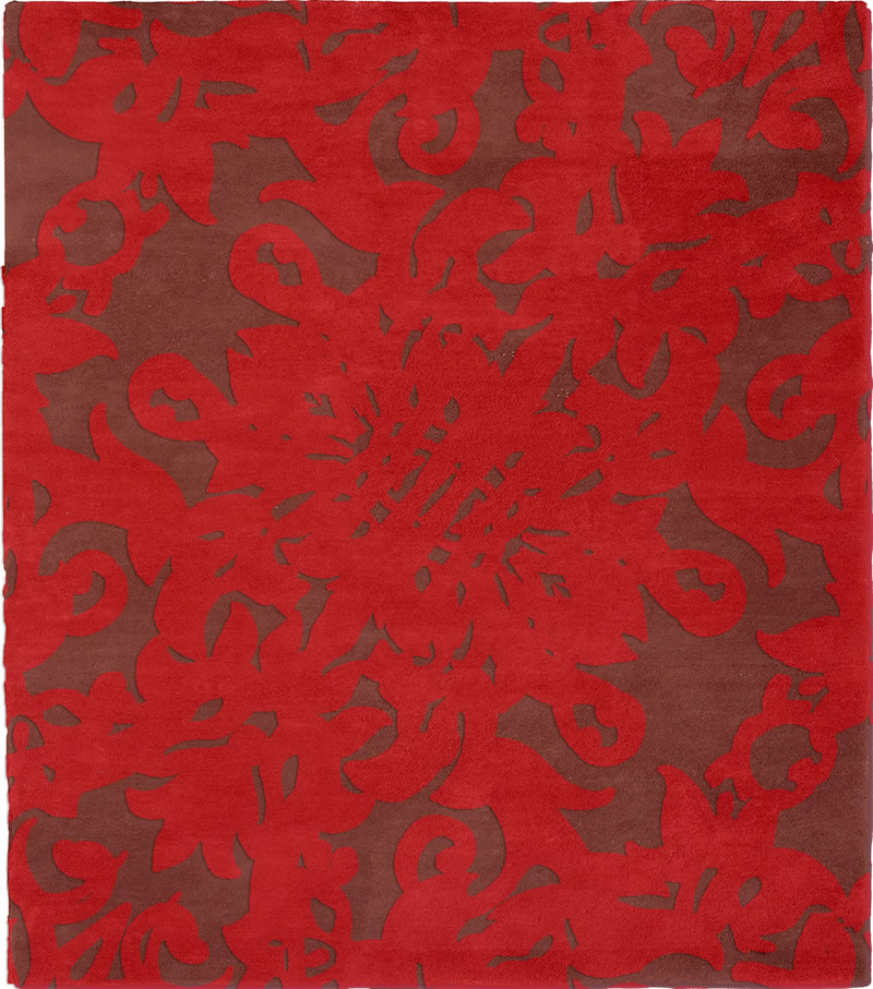 新中式鲜红色花纹图案地毯贴图