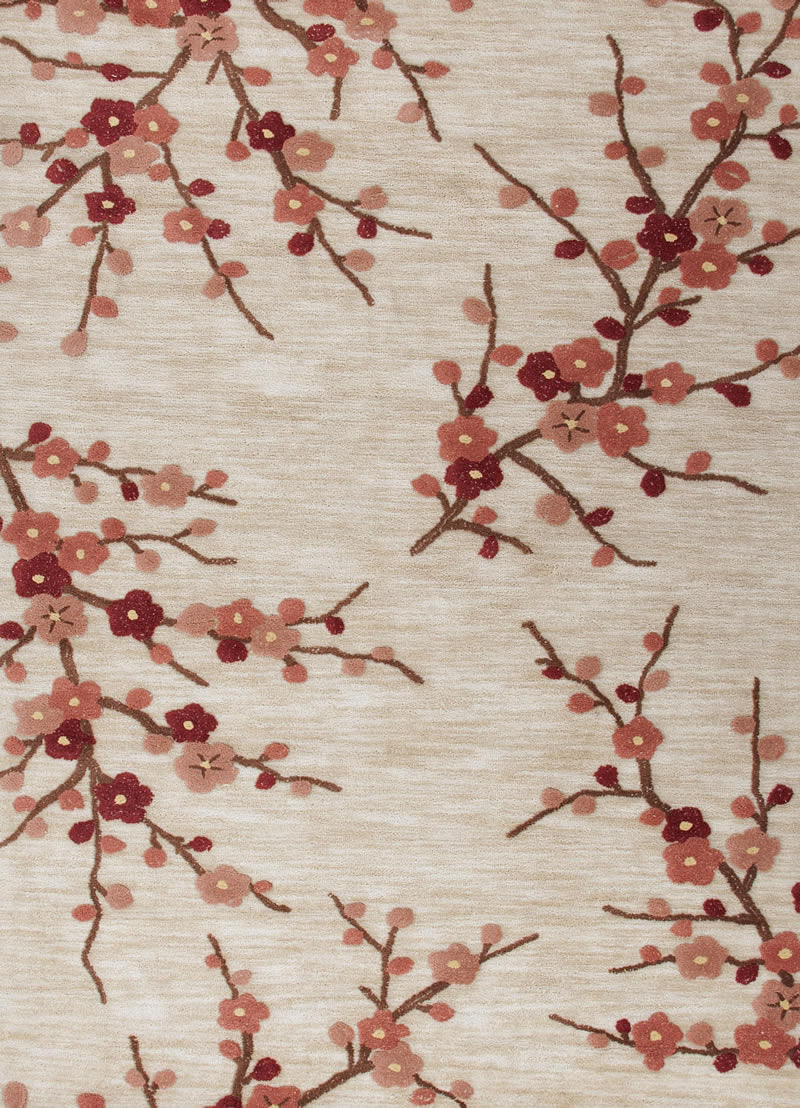 新中式深浅红色梅花图案地毯贴图