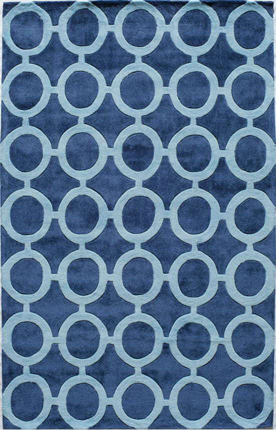 新中式蓝色几何圆圈图案地毯贴图