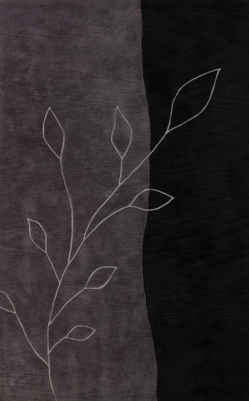 新中式灰黑色简单植物图案地毯贴图