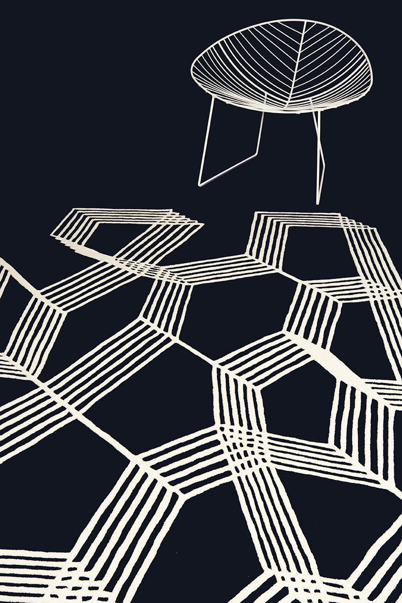 现代风格黑白几何线条图案地毯贴图-2