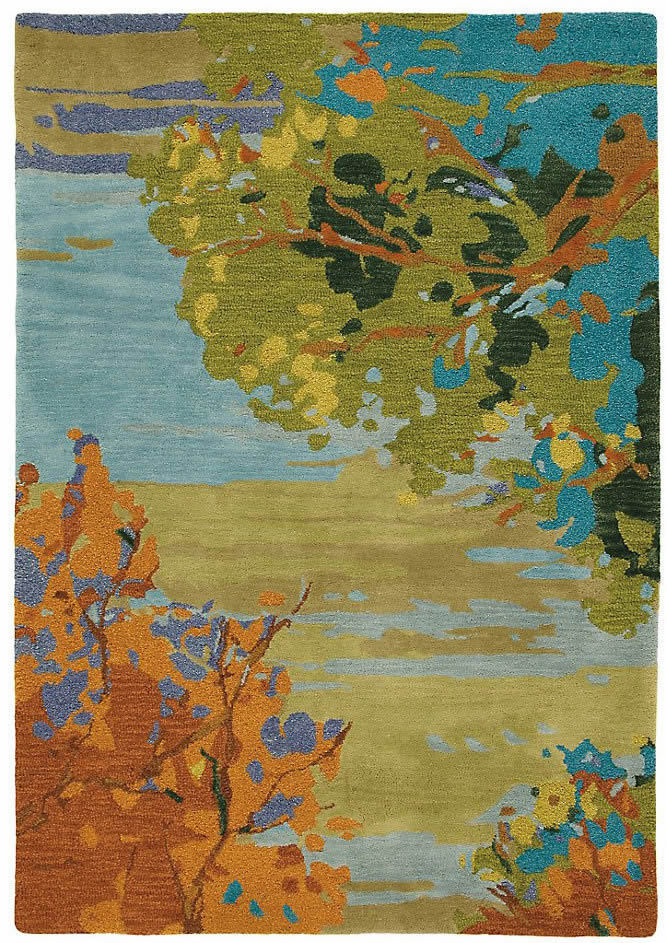 新中式彩色树木图案地毯贴图