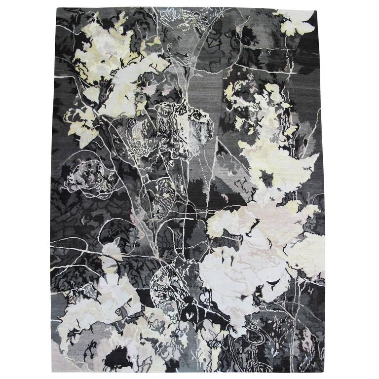 新中式黑白花纹图案地毯贴图-高端定制