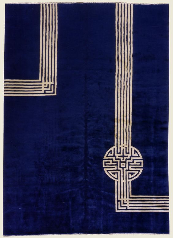 新中式古典蓝白吉利图案地毯贴图