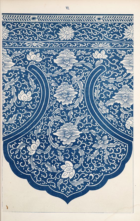 新中式青花花纹图案地毯贴图-高端定制