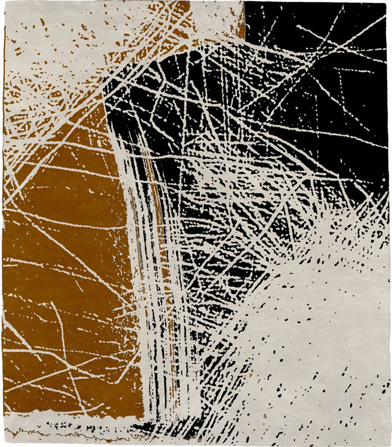 现代风格黑白橙抽象图案地毯贴图
