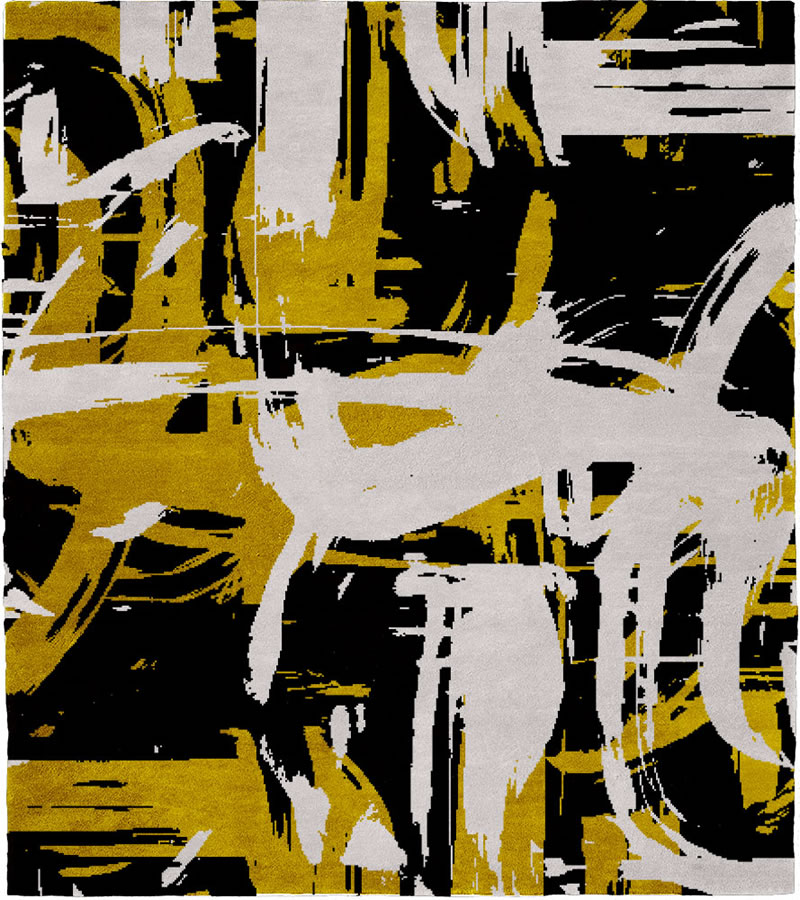 现代风格黑白黄抽象图案地毯贴图