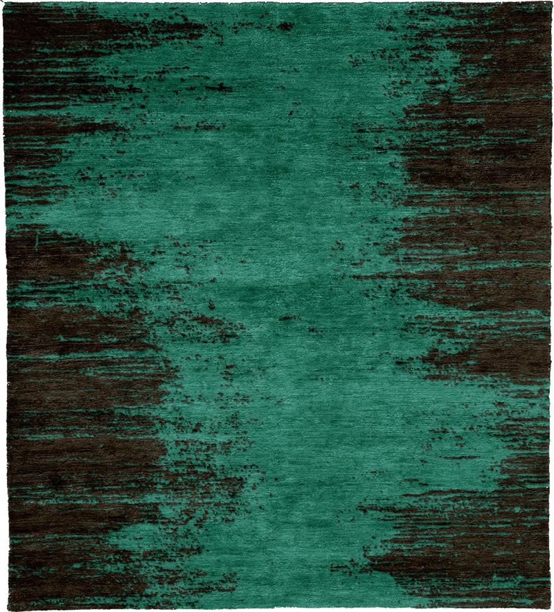 现代风格咖青色抽象图案地毯贴图-高端定制