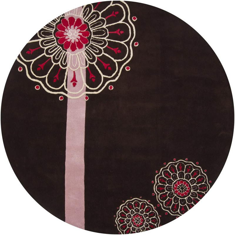 新中式深咖色花纹图案地毯贴图