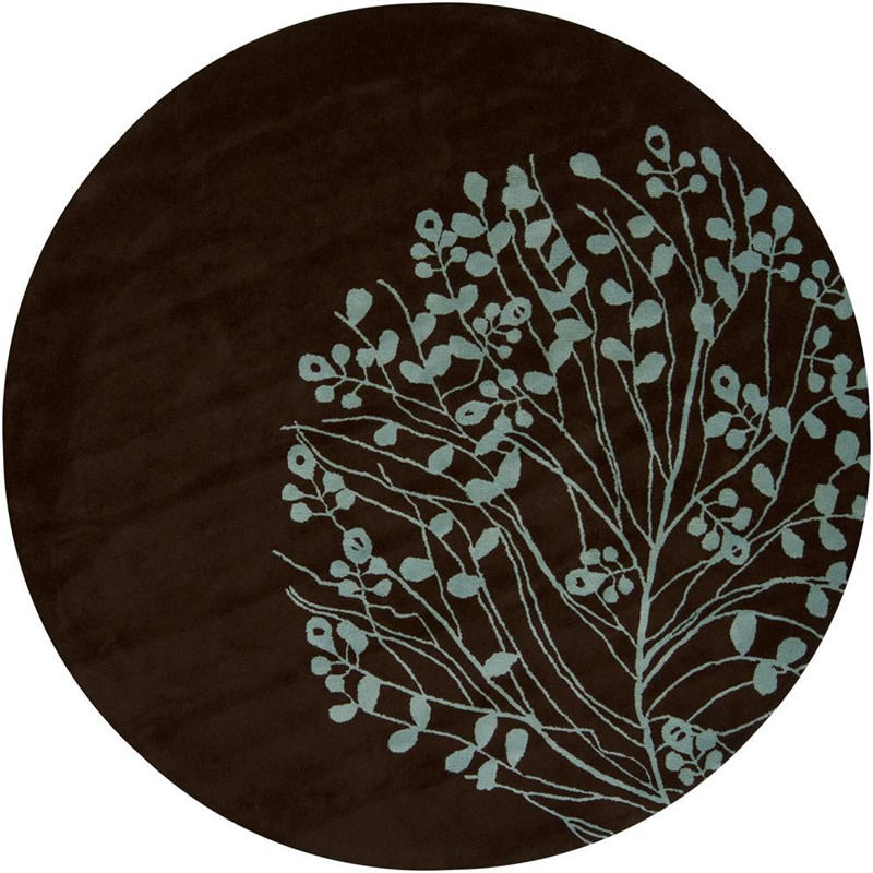 新中式深咖色植物图案地毯贴图