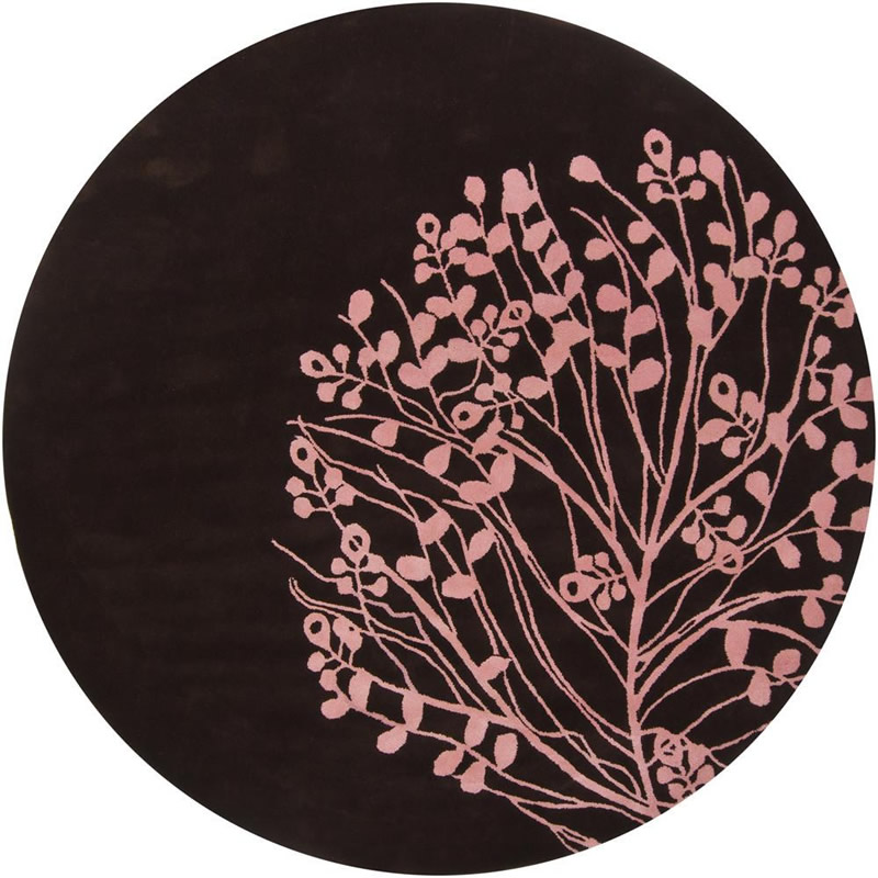 新中式深咖色植物图案地毯贴图-2