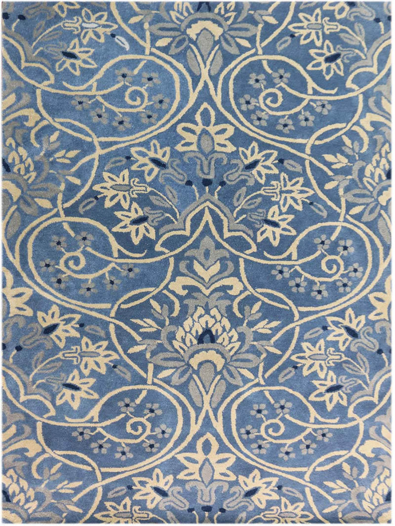 新中式蓝白色花纹图案地毯贴图