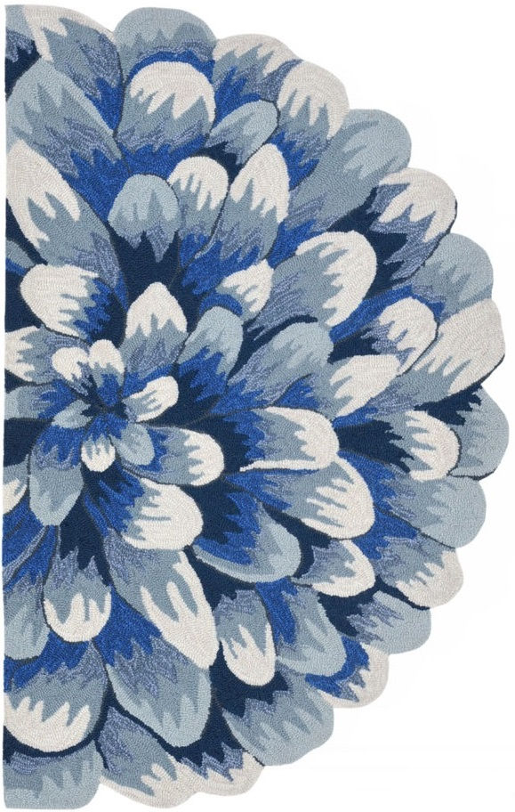 现代风格蓝色花朵图案地毯题图
