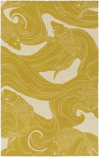 新中式黄色鲤鱼图案地毯贴图