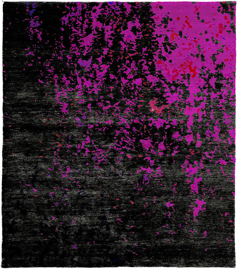 现代风格黑紫粉色抽象图案地毯贴图-高端定