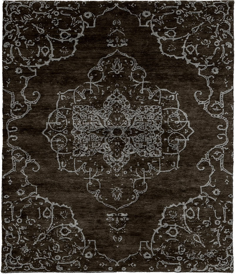 现代美式灰白色花纹图案地毯贴图-高端定制